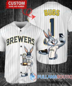 Milwaukee Brewers x Bugs Bunny with Trophy Baseball Jersey White