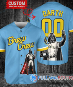 Milwaukee Brewers x Darth Vader Star Wars with Trophy Baseball Jersey Blue City Connect