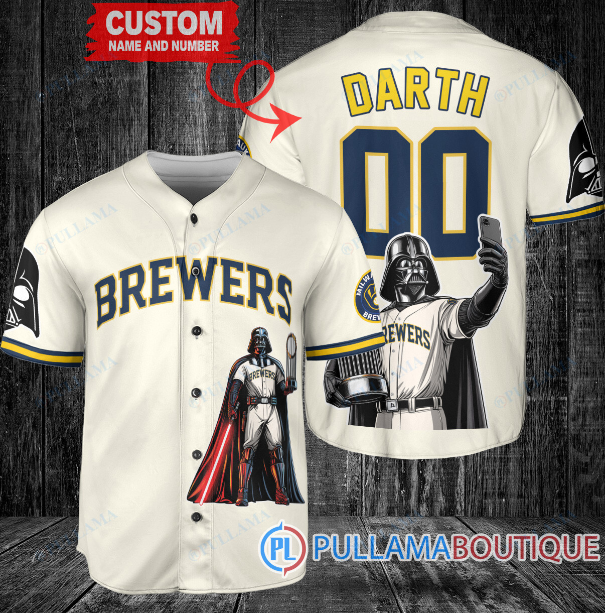 Philadelphia Phillies x Darth Vader Star Wars with Trophy Baseball Jersey Red