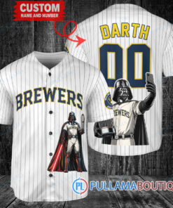 Milwaukee Brewers x Darth Vader Star Wars with Trophy Baseball Jersey White