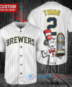 Milwaukee Brewers x Dr Seuss with World Series Trophy Custom Baseball Jersey White