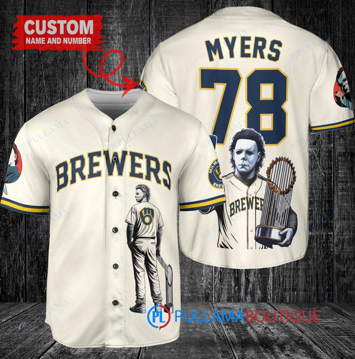 Kansas City Royals x Halloween Michael Myers with Trophy Custom Baseball Jersey Light Blue