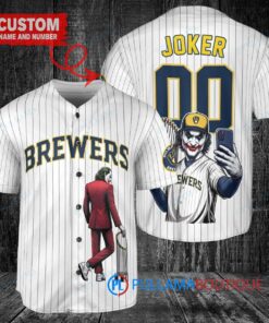 Milwaukee Brewers x Joker DC Comics with Trophy Custom Baseball Jersey White