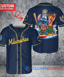 Milwaukee Brewers x Lilo & Stitch with Trophy Baseball Jersey Navy