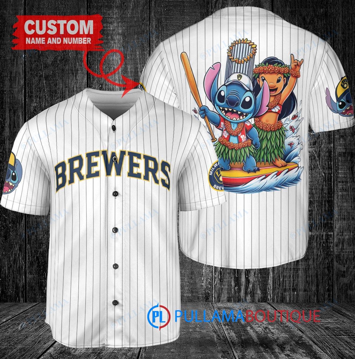 Los Angeles Dodgers x Lilo & Stitch with Trophy Baseball Jersey Navy