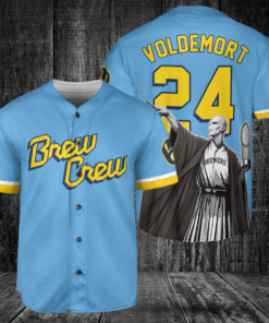 Milwaukee Brewers x Lord Voldemort Harry Potter with Trophy Custom Baseball Jersey Blue City Connect