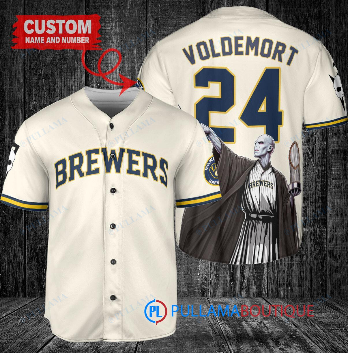 Seattle Mariners x Lord Voldemort Harry Potter with Trophy Custom Baseball Jersey Navy