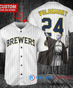 Milwaukee Brewers x Lord Voldemort Harry Potter with Trophy Custom Baseball Jersey White