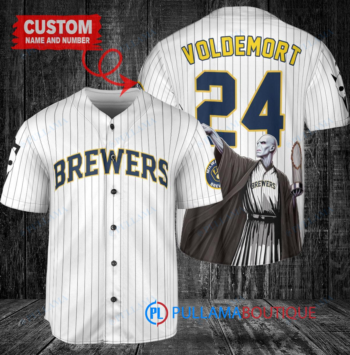 Chicago Cubs x Lord Voldemort Harry Potter with Trophy Custom Baseball Jersey Gray