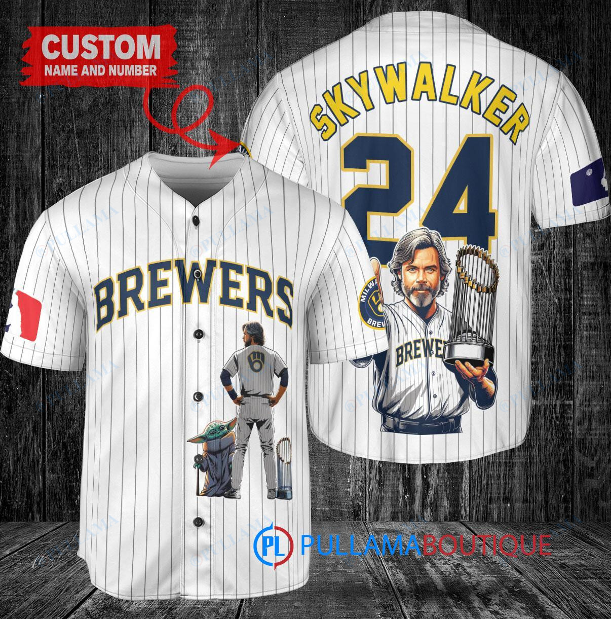 Atlanta Braves x Luke Skywalker Star Wars with Trophy Custom Baseball Jersey Gray