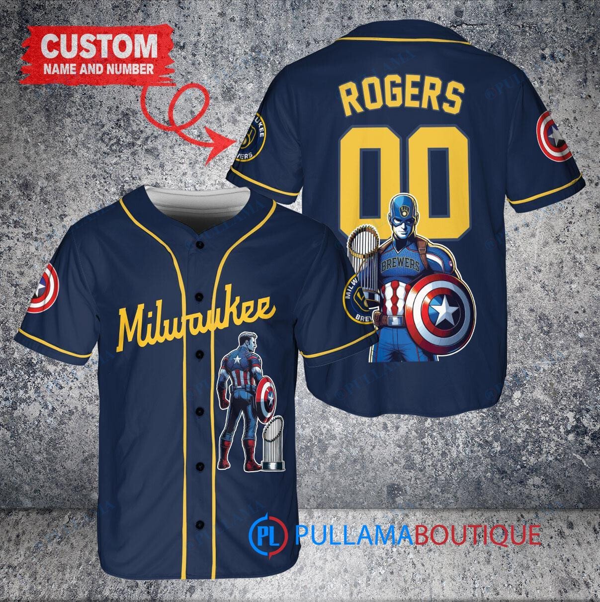 Houston Astros x Marvel Captain America Steve Rogers with Trophy Custom Baseball Jersey Orange