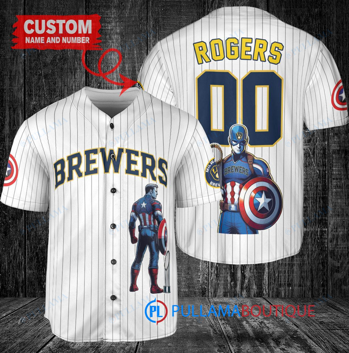 New York Yankees x Marvel Captain America Steve Rogers with Trophy Custom Baseball Jersey Gray