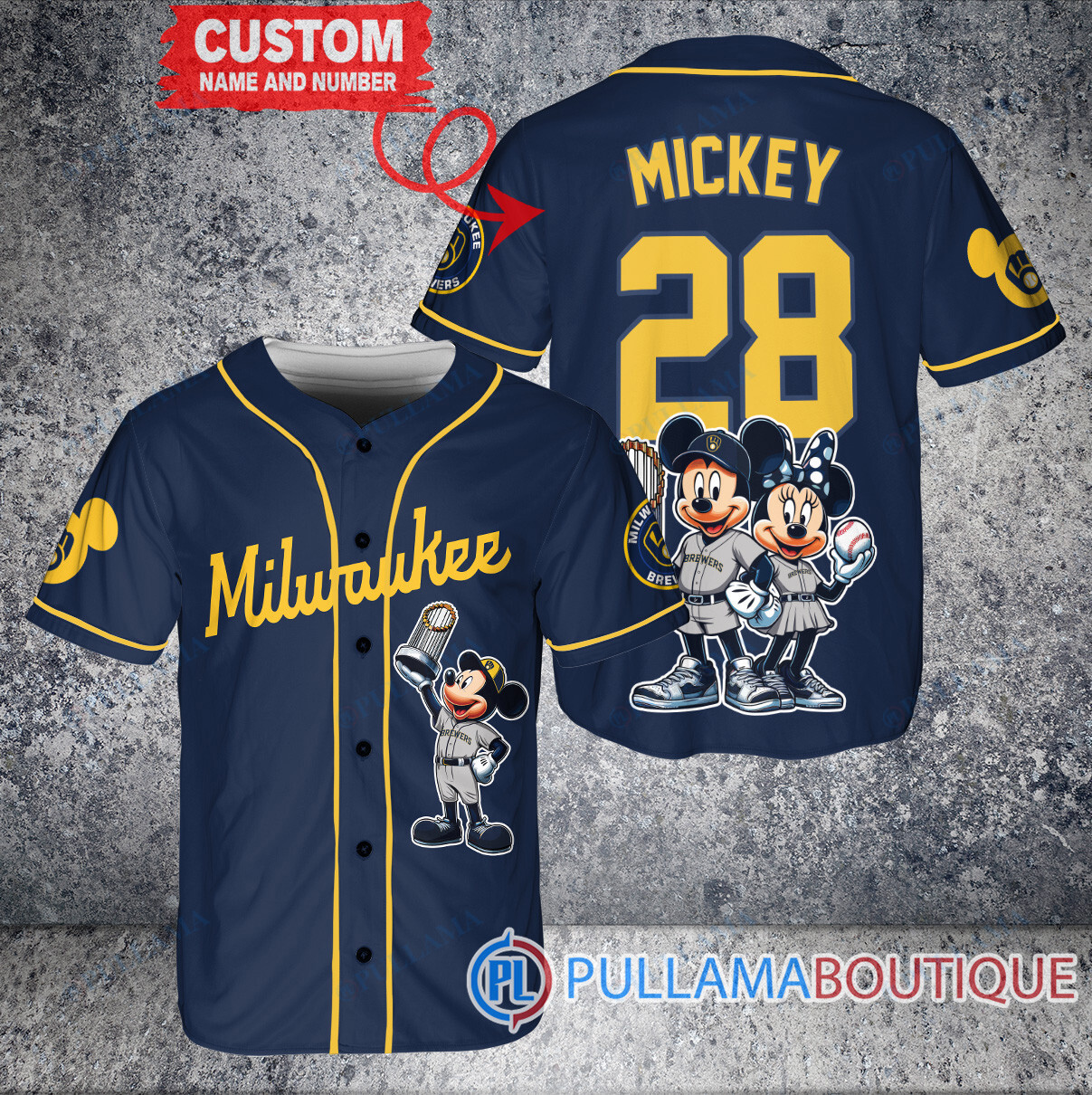 Philadelphia Phillies x Mickey and Minnie with Trophy Baseball Jersey Red