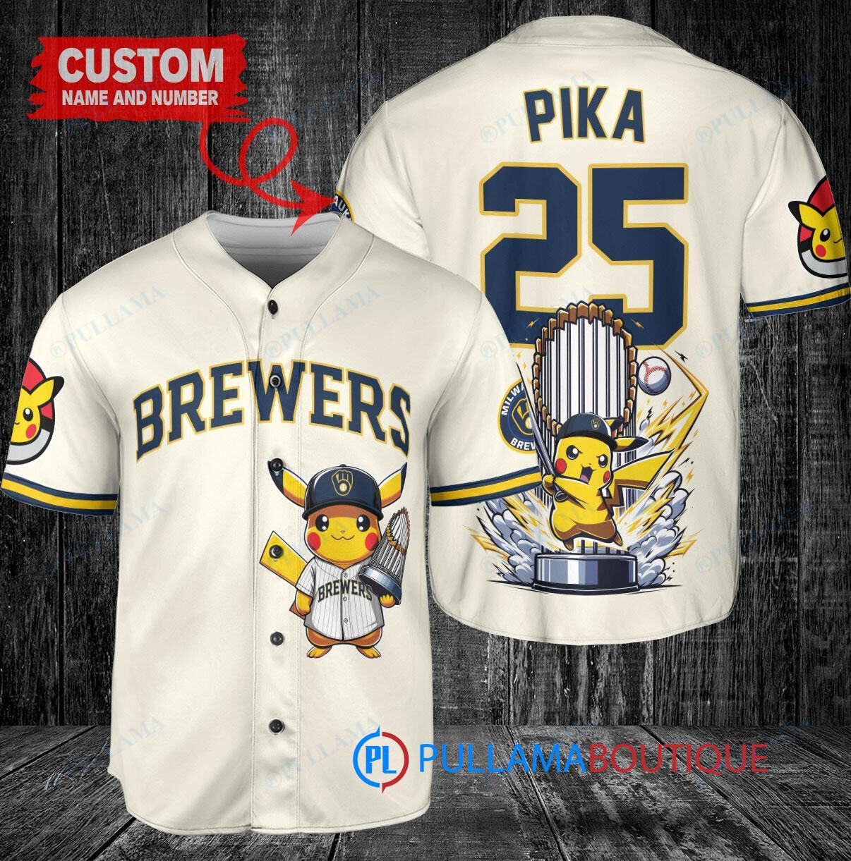 Tampa Bay Rays x Pikachu Pokemon with Trophy Custom Baseball Jersey White Alternate Replica