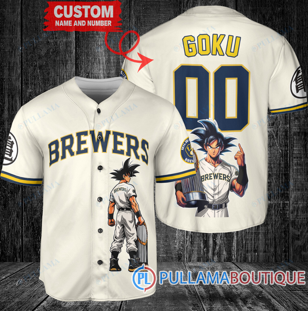 San Francisco Giants x Son Goku Kakarot Super Saiyan Dragon Ball Z with Trophy Baseball Jersey Cream V2