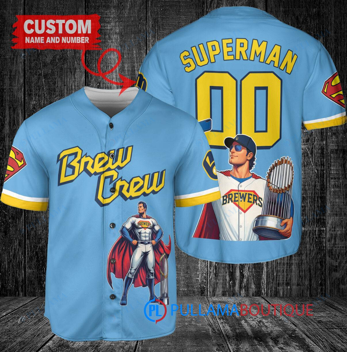 Boston Red Sox x Superman DC Comics with Trophy Custom Baseball Jersey Navy