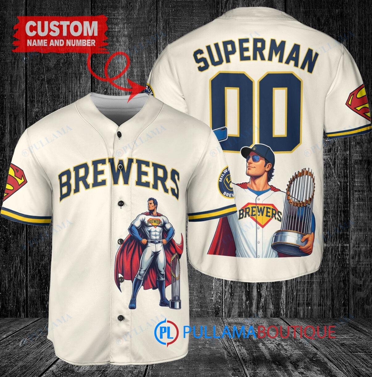 Chicago Cubs x Superman DC Comics with Trophy Custom Baseball Jersey White