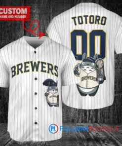 Milwaukee Brewers x Totoro Studio Ghibli with Trophy Custom Baseball Jersey White