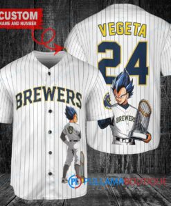 Milwaukee Brewers x Vegeta Super Saiyan Dragon Ball Z with Trophy Custom Baseball Jersey White