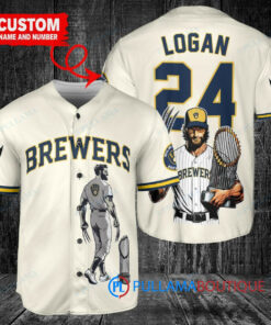 Milwaukee Brewers x Wolverine Logan with Trophy Custom Baseball Jersey Cream