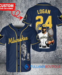 Milwaukee Brewers x Wolverine Logan with Trophy Custom Baseball Jersey Navy