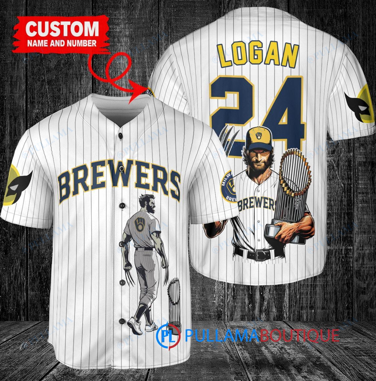 New York Yankees x Wolverine Logan with Trophy Custom Baseball Jersey Navy