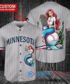 Minnesota Twins x Ariel Mermaid with Trophy Custom Baseball Jersey Gray Road