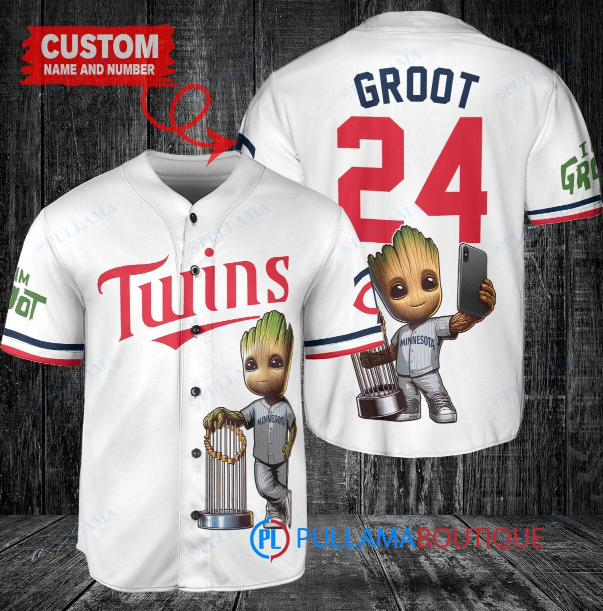 Chicago Cubs x Baby Groot Marvel Guardians Of The Galaxy with Trophy Custom Baseball Jersey Navy