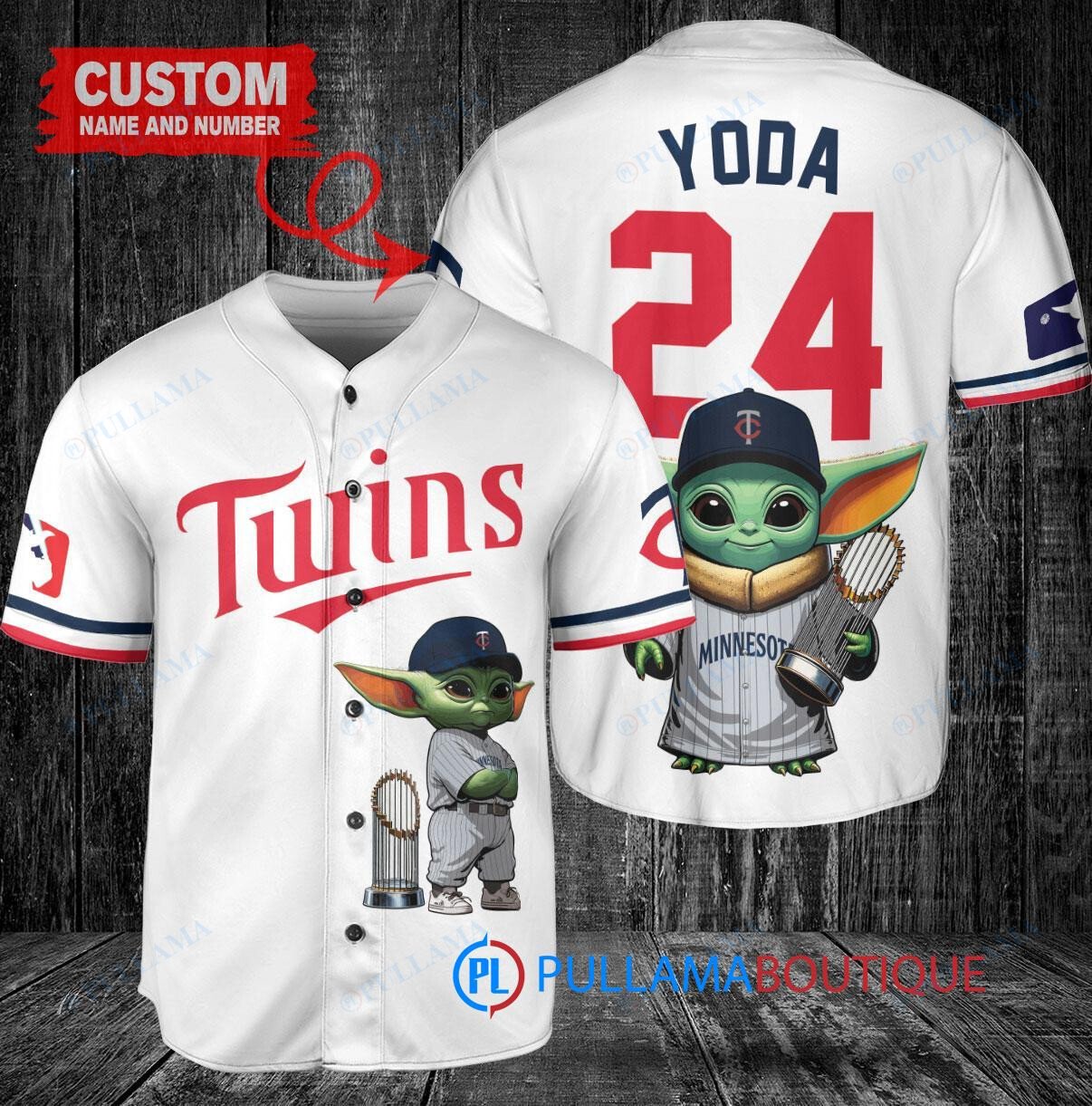 Miami Marlins Baby Yoda Star Wars Mandalorian Trophy Baseball Jersey Red