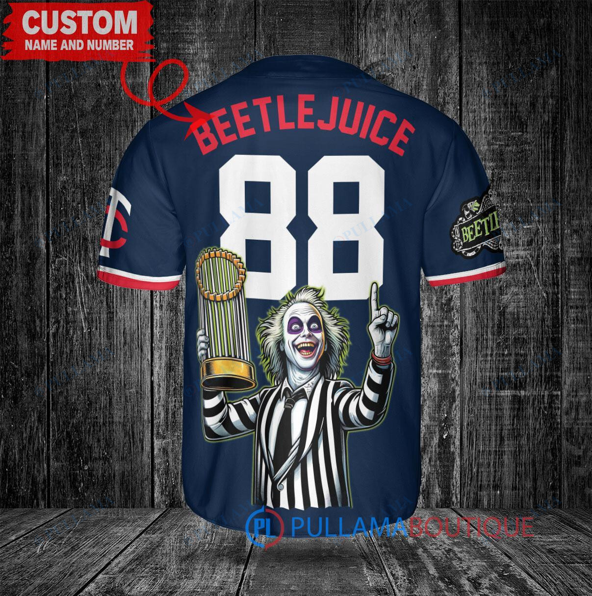 Oakland Athletics Beetlejuice Halloween World Series Trophy Baseball Jersey Green