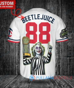 Minnesota Twins x Beetlejuice Halloween with World Series Trophy Custom Baseball Jersey White