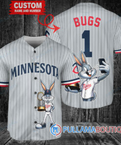 Minnesota Twins x Bugs Bunny with Trophy Baseball Jersey Gray Road