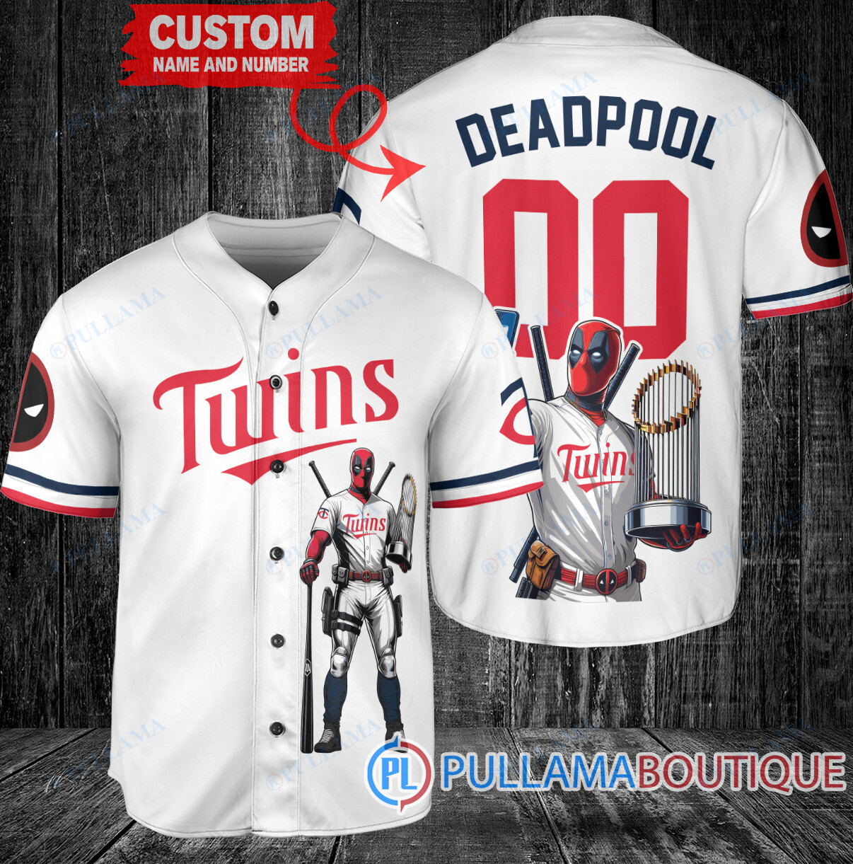 Atlanta Braves x Deadpool with Trophy Baseball Jersey Navy