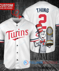 Minnesota Twins x Dr Seuss with World Series Trophy Custom Baseball Jersey White