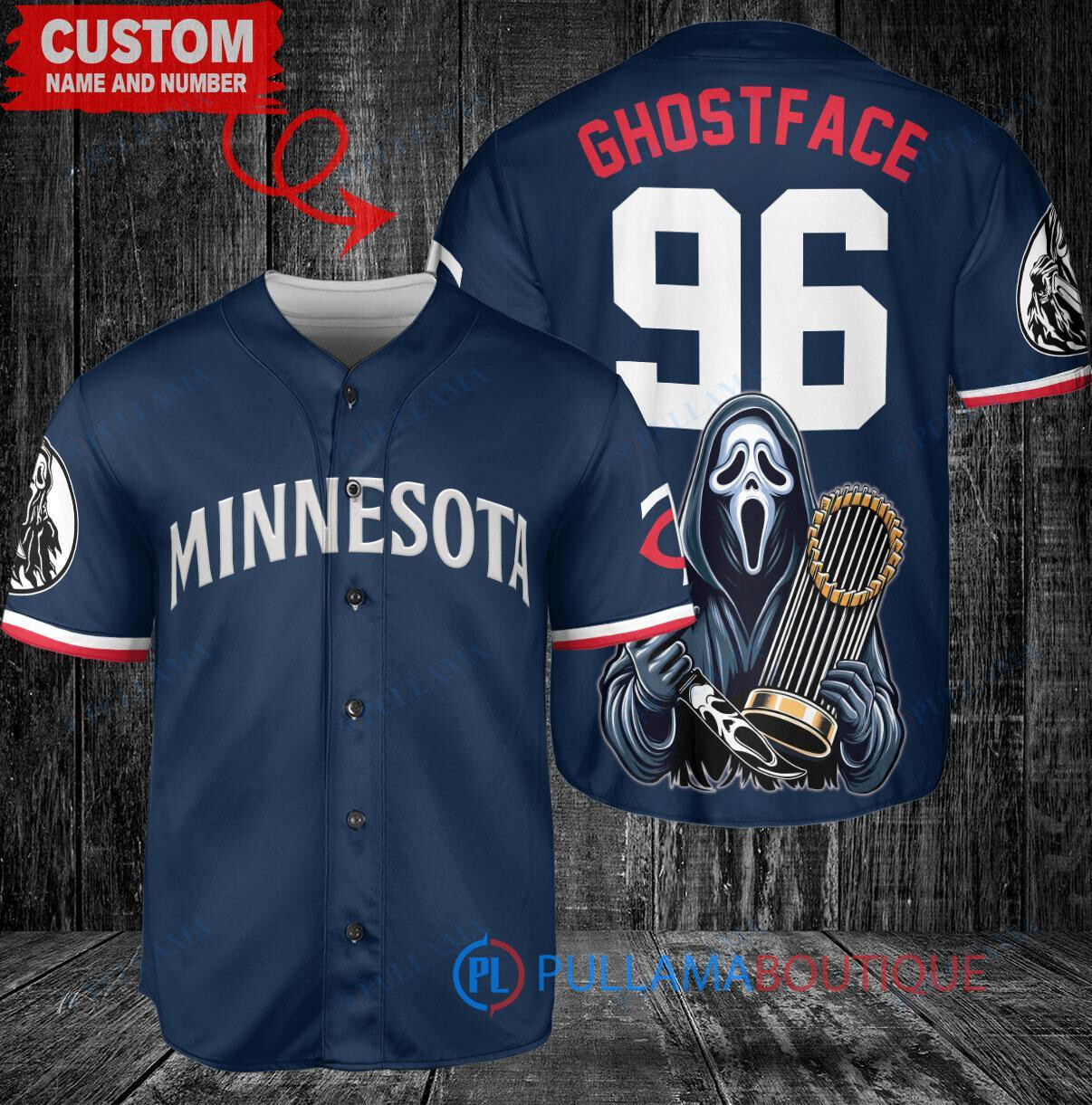 Tampa Bay Rays x Ghostface Scream Halloween Halloween with World Series Trophy Custom Baseball Jersey White Home Replica