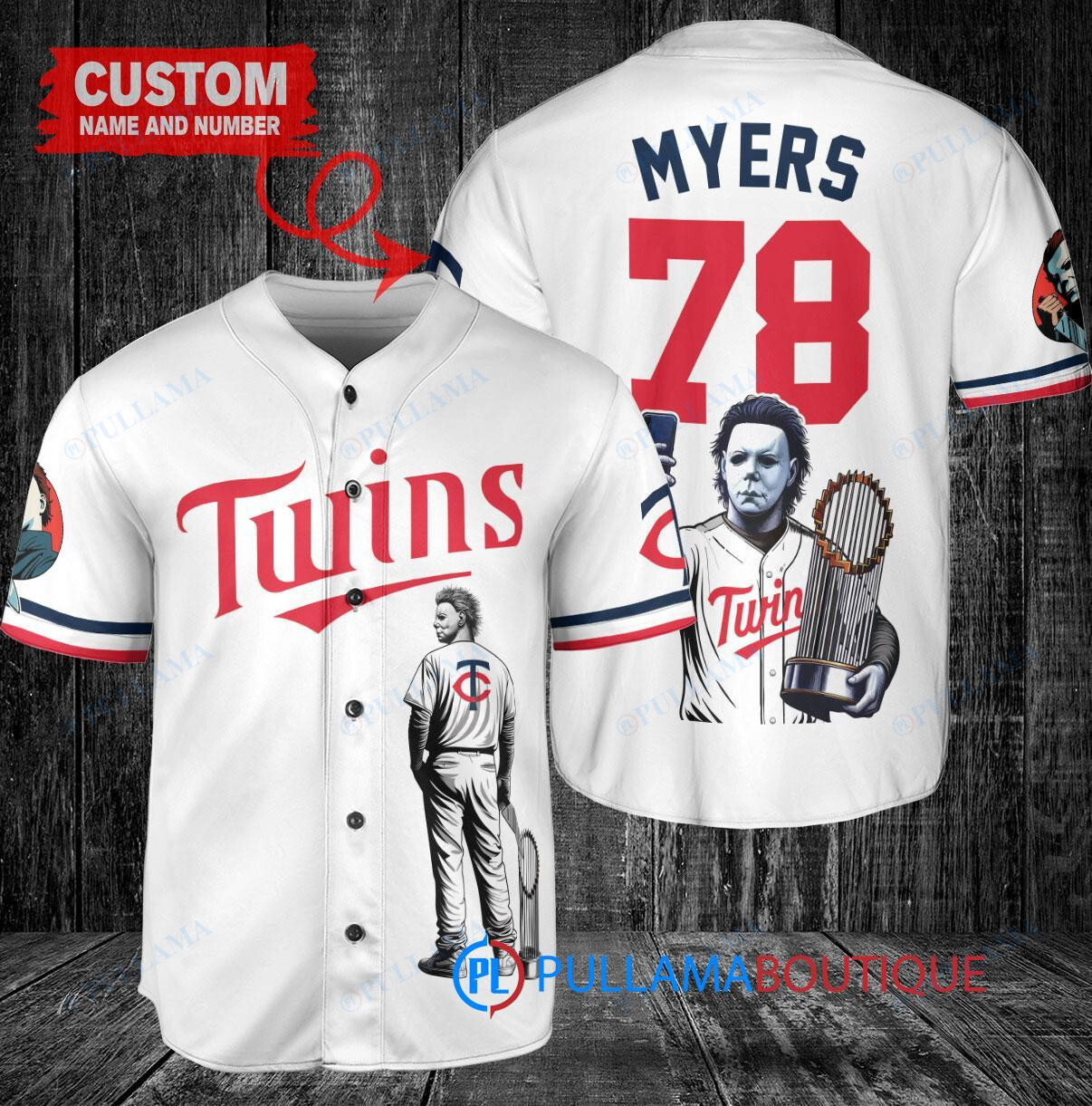 Los Angeles Dodgers x Halloween Michael Myers with Trophy Custom Baseball Jersey White