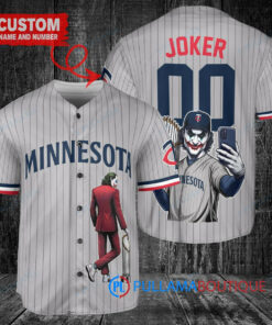 Minnesota Twins x Joker DC Comics with Trophy Custom Baseball Jersey Gray Road