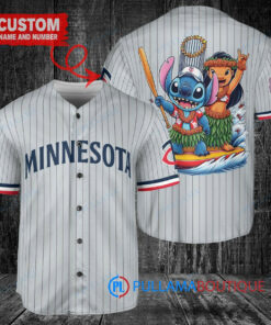 Minnesota Twins x Lilo & Stitch with Trophy Baseball Jersey Gray Road