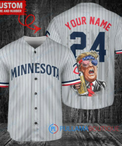 Minnesota Twins x Limited Edition with World Series Trophy Custom Baseball Jersey Gray Road