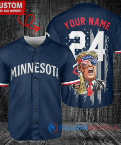 Minnesota Twins x Limited Edition with World Series Trophy Custom Baseball Jersey Navy