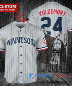 Minnesota Twins x Lord Voldemort Harry Potter with Trophy Custom Baseball Jersey Gray Road