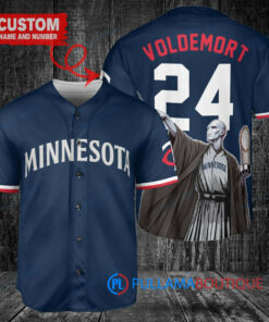 Minnesota Twins x Lord Voldemort Harry Potter with Trophy Custom Baseball Jersey Navy