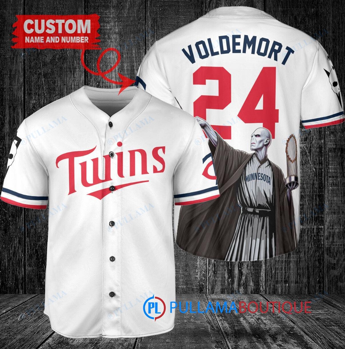 Texas Rangers x Lord Voldemort Harry Potter with Trophy Custom Baseball Jersey Cream