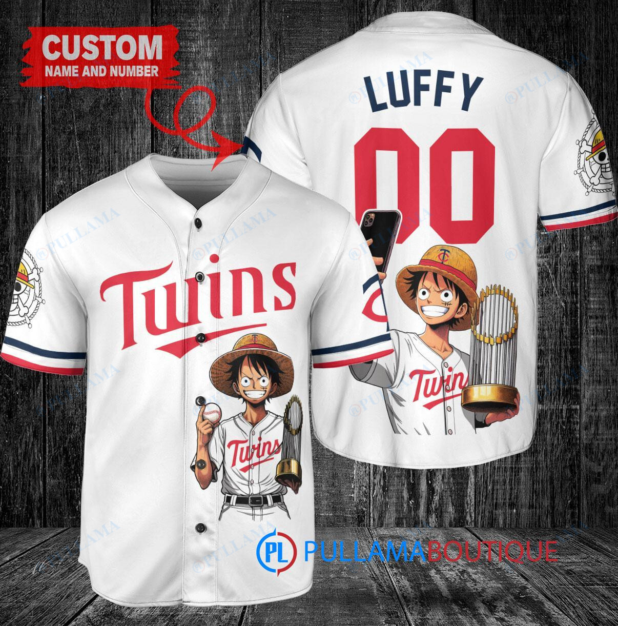 Cleveland Guardians x Luffy One Piece with Trophy Custom Baseball Jersey Gray