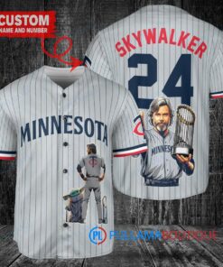 Minnesota Twins x Luke Skywalker Star Wars with Trophy Custom Baseball Jersey Gray Road