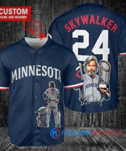 Minnesota Twins x Luke Skywalker Star Wars with Trophy Custom Baseball Jersey Navy