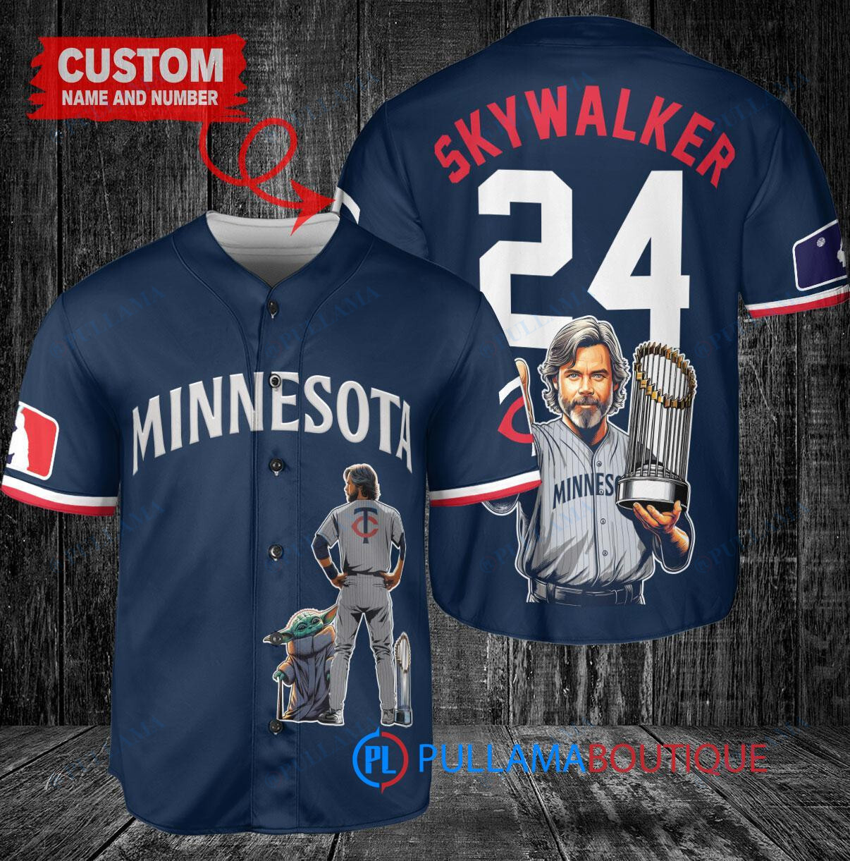 Chicago Cubs x Luke Skywalker Star Wars with Trophy Custom Baseball Jersey Navy