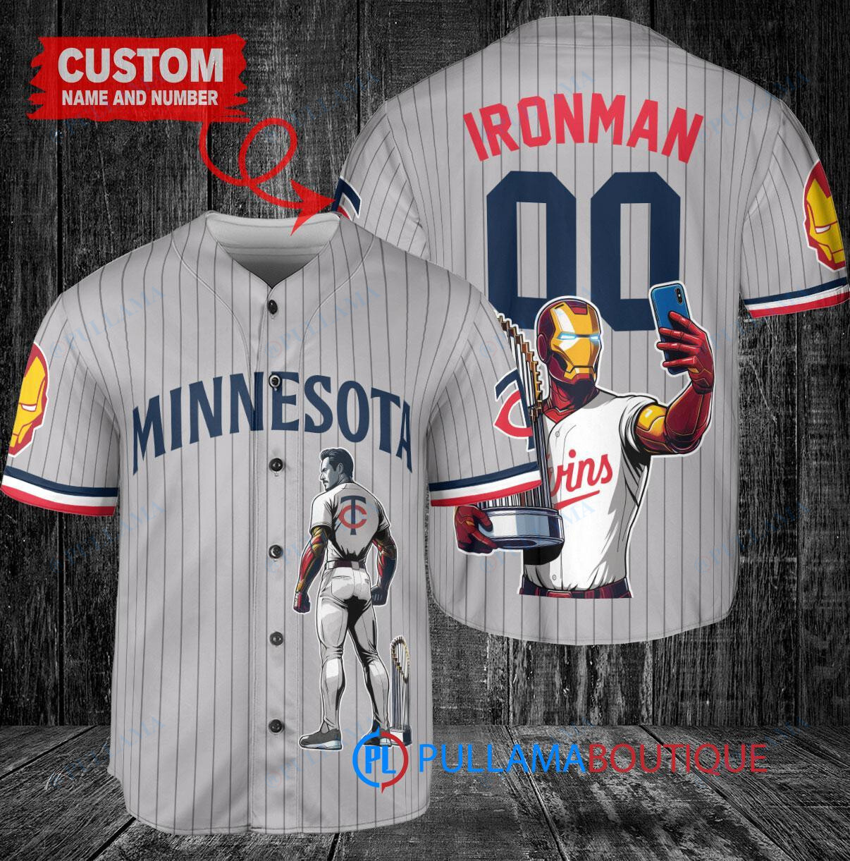 Los Angeles Angels x Marvel Iron Man Tony Stark with Trophy Custom Baseball Jersey Red