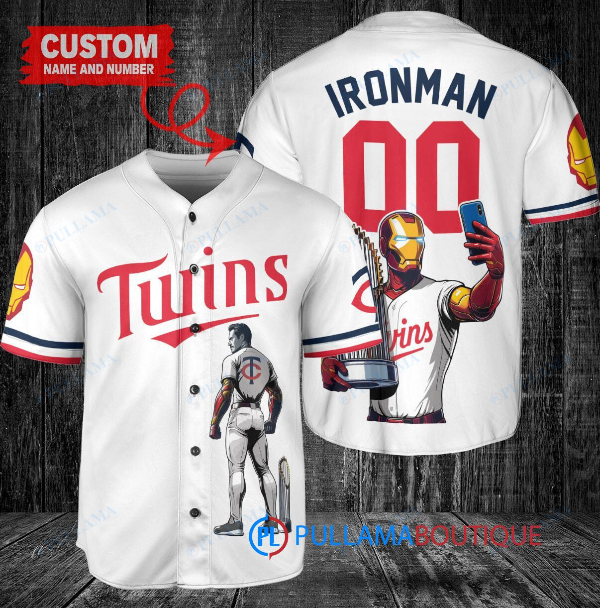 Arizona Diamondbacks x Marvel Iron Man Tony Stark with Trophy Custom Baseball Jersey White