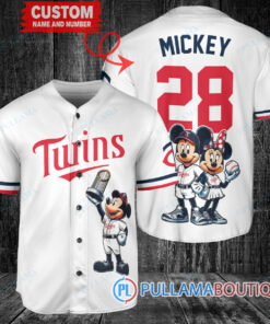 Minnesota Twins x Mickey and Minnie with Trophy Baseball Jersey White